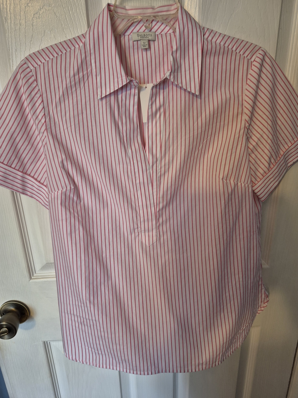 Talbots Pink & White Striped Short-Sleeve Button-Down Shirt